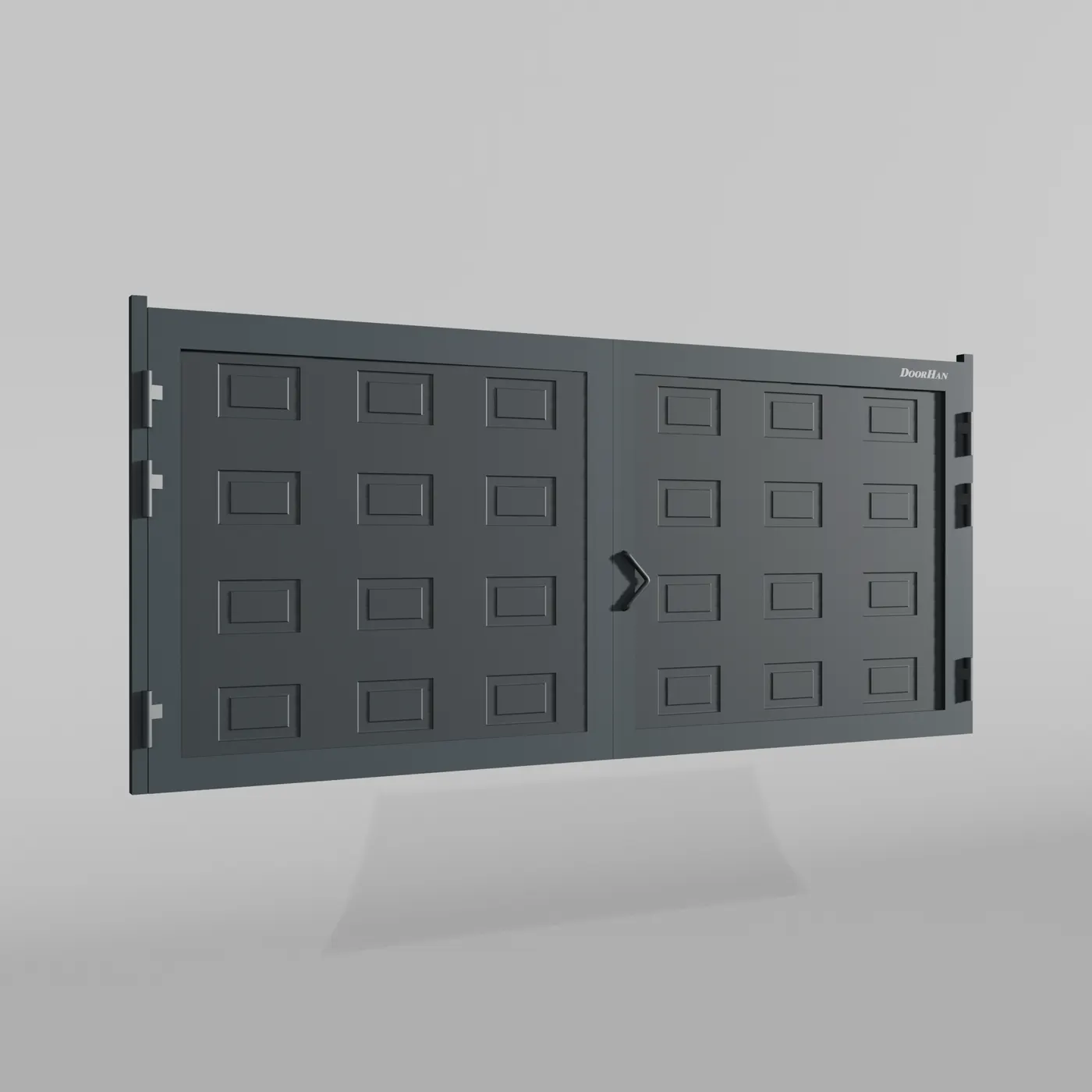Распашные ворота DoorHan 4500х1500 цвета RAL 7016 (антрацит) с дизайном «филенка» с автоматикой